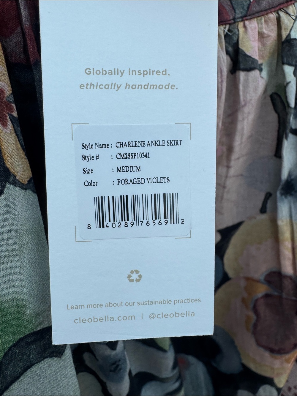NWT Cleobella Floral Charlene Ankle Skirt in Foraged Violet size M - Picture 7 of 11